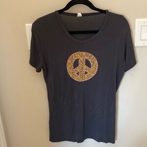 Natural Life Hippie Peace Sign Black T-Shirt Size XL